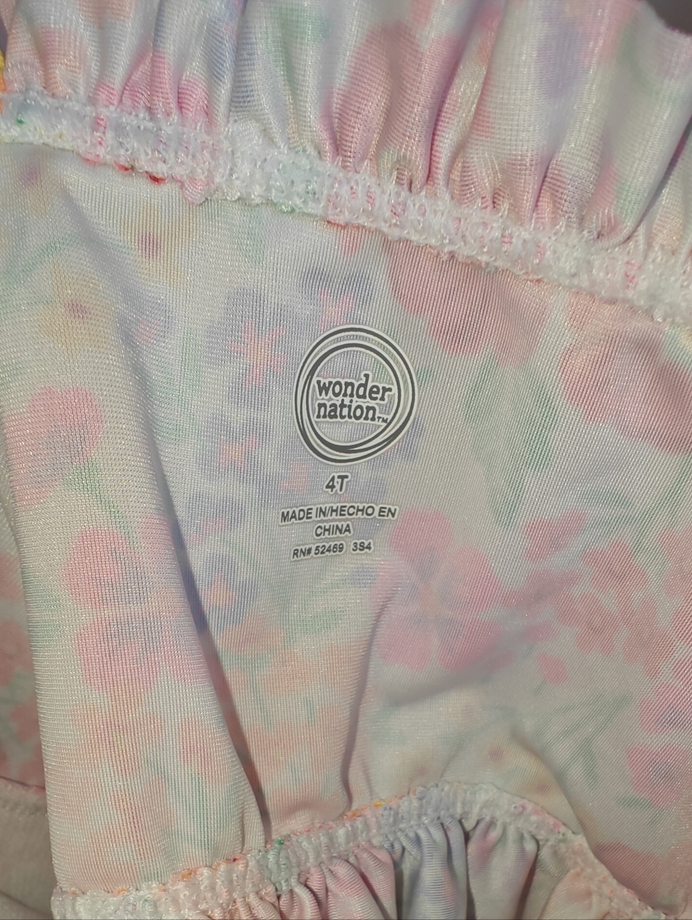 Wonder Nation Colorful Floral-printed Girls' Smocked Swim Top and Ruffles 4T - Picture 2 of 4